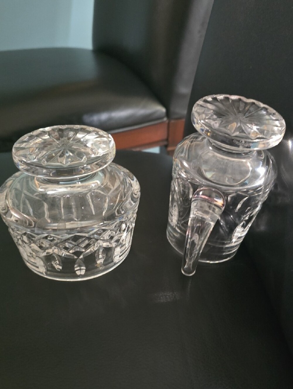 Waterford Crystal Lismore Footed Cream and Sugar Bowl Retired Marked - Picture 4 of 6